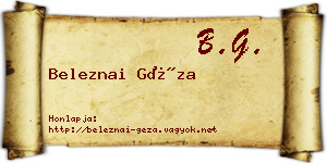 Beleznai Géza névjegykártya